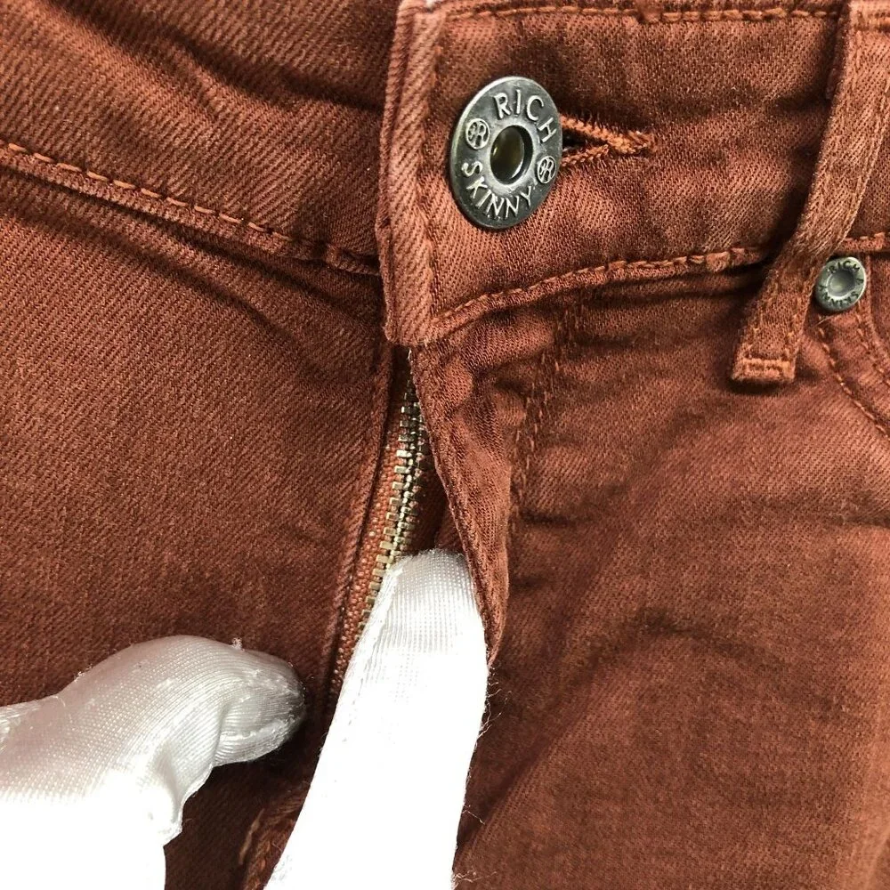 Rich & Skinny Low Rise Skinny Jeans Womens Size 27‎ Brown Stretch Chocolate